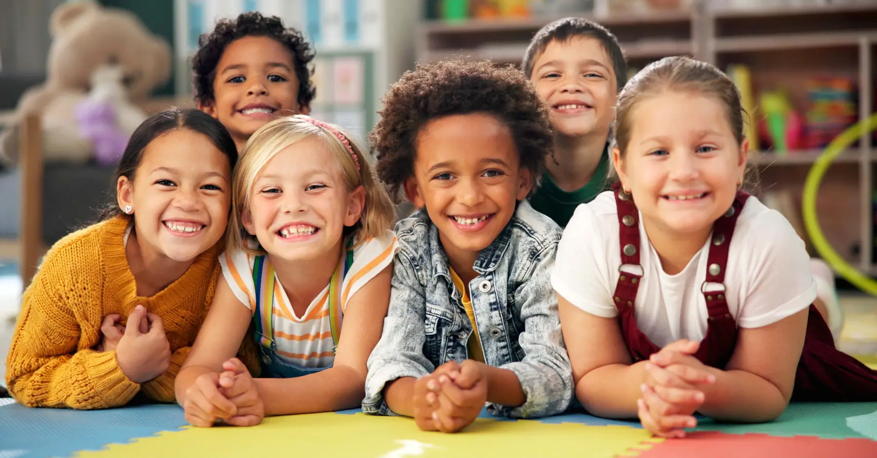 Children huddling in a circle